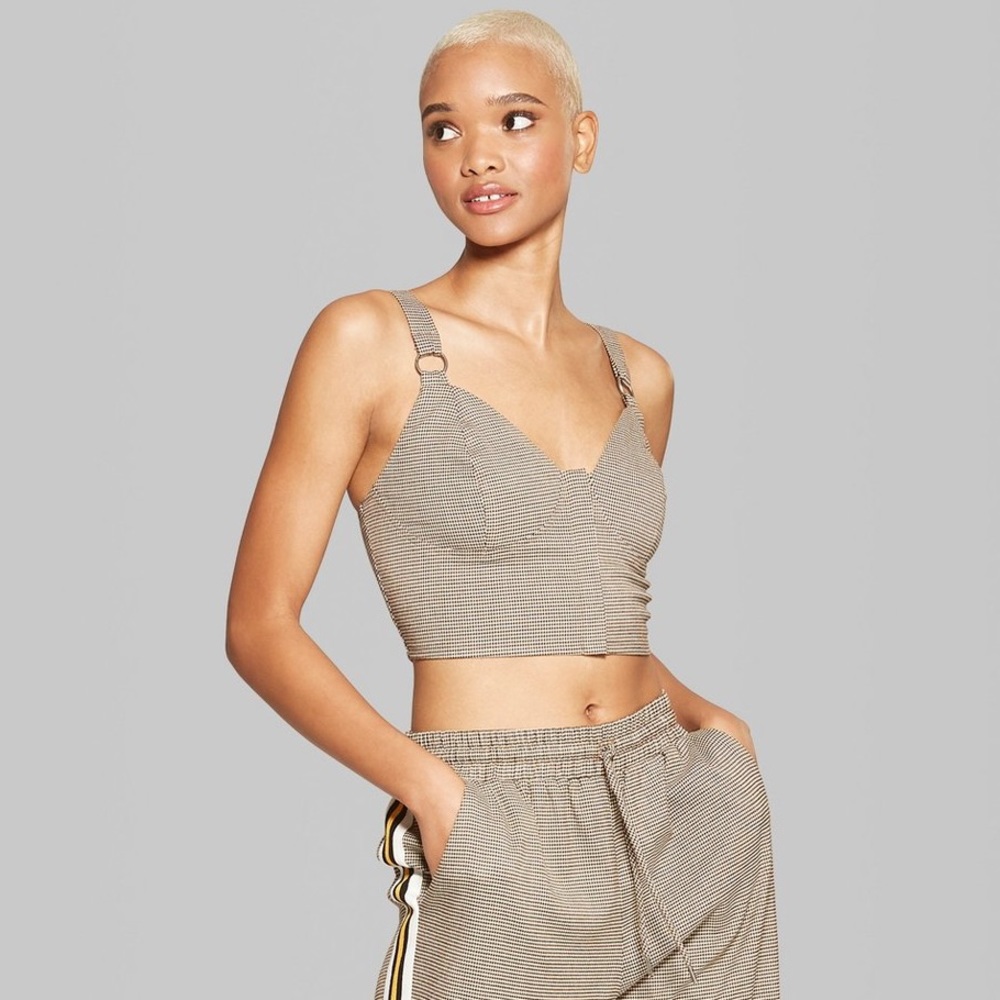 ⚡️NWT! Wild Fable Brown Plaid Bra Bustier Crop Top - Picture 2 of 8